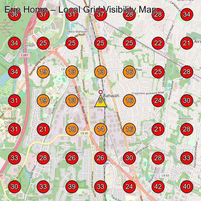 Erie Home GeoGrid visibility map for Roofing Contractor in None